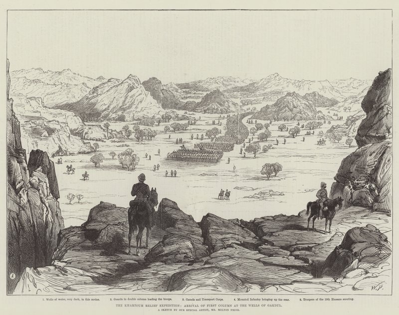 Hartum Yardım Seferi, Birinci Kolonun Gakdul Kuyularına Varışı by Walter Paget
