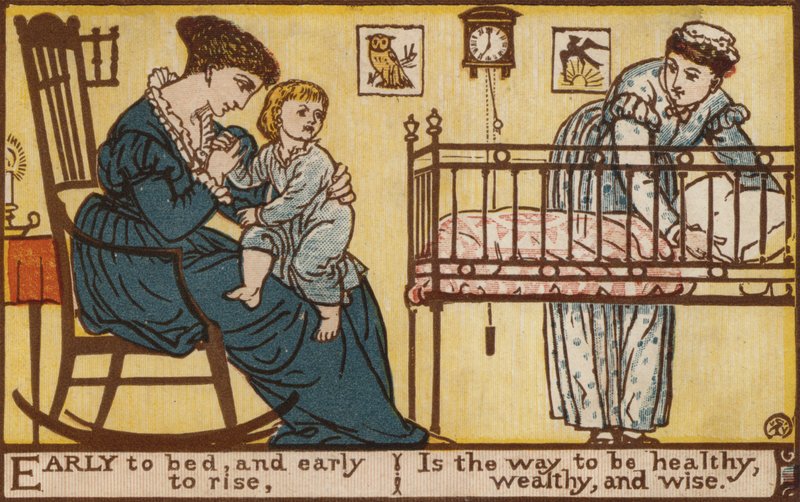 Erken Yatmak ve Erken Kalkmak (renkli taş) by Walter Crane