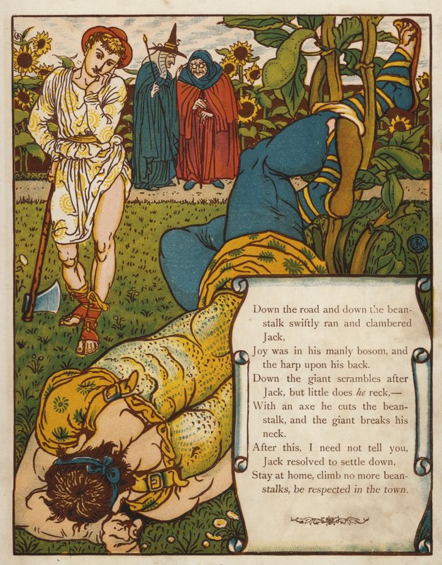 Jack ve fasulye sapı (renkli taş) by Walter Crane