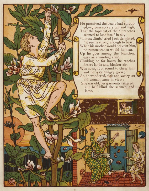 Jack ve fasulye sapı (renkli taş) by Walter Crane