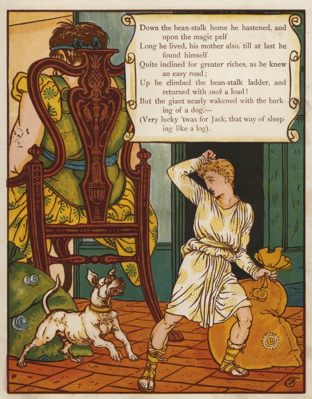 Jack ve fasulye sapı (renkli taş) by Walter Crane