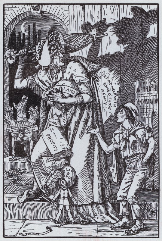 Bayan Grundy Kendi Gölgesinden Korkmuş (taş) by Walter Crane