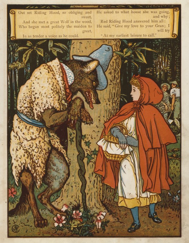 Kırmızı Başlıklı Kız (renkli taş) by Walter Crane