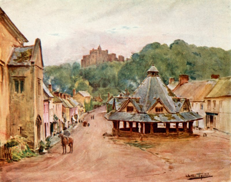 Dunster Kalesi ve İplik Pazarı (renkli taş) by Walter Frederick Roofe Tyndale