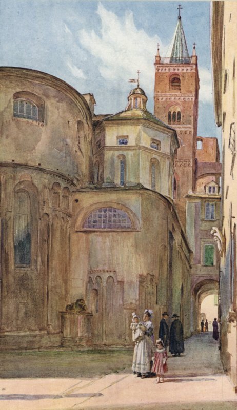 Romanesk kilise, Albenga, İtalya (renkli taş) by Walter Frederick Roofe Tyndale