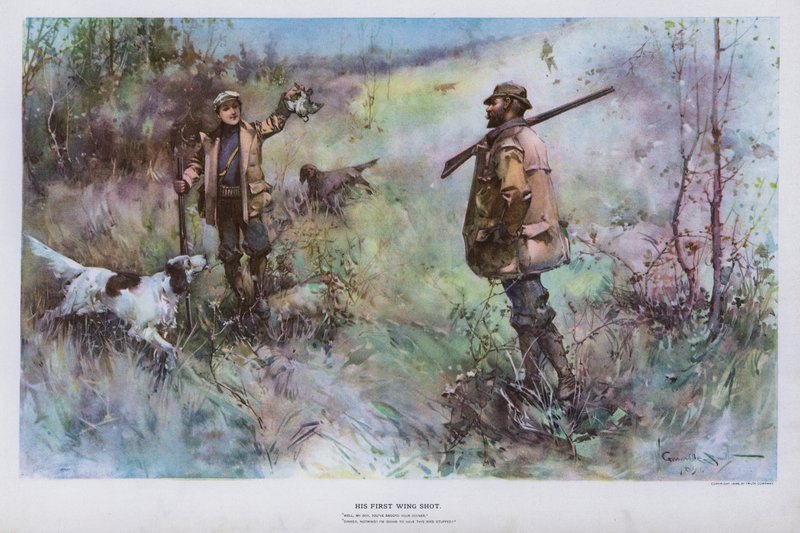 İlk Kanat Vuruşu: av sahnesi (renkli taş) by Walter Granville Smith