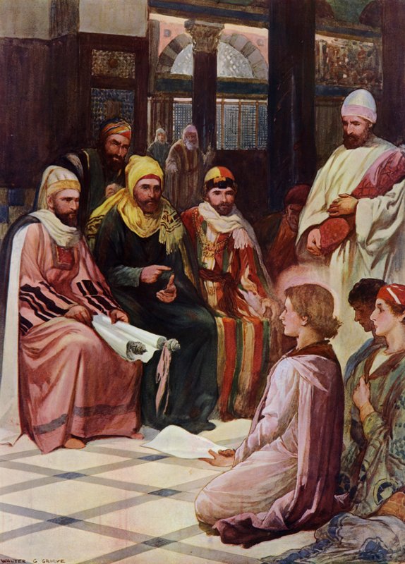 Tapınaktaki Çocuk İsa (renkli taş) by Walter Grieve