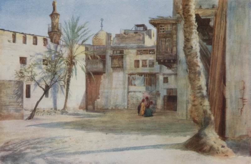 Çadırcılar Çarşısı yakınında bir Avlu, Kahire renkli taş by Walter Spencer Stanhope Tyrwhitt
