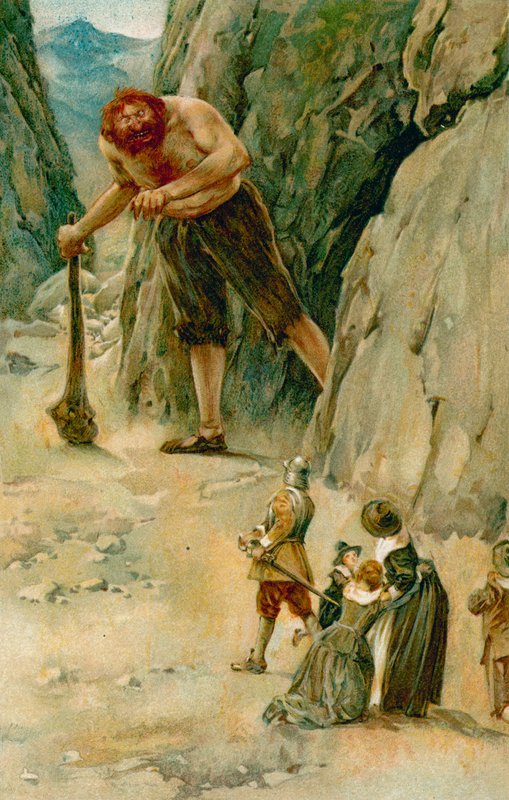Bay Büyük Kalp Dev ile Karşılaşmaya Gitti ve Giderken Kılıcını Çekti by Walter Stanley Paget