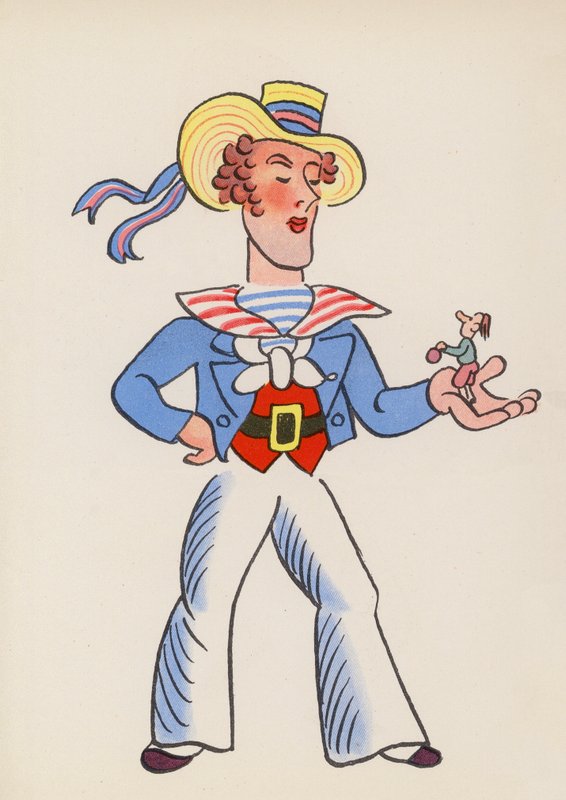 Çocuk Kitaplarından Figürler: Gulliver (renkli taş baskı) by Walter Trier