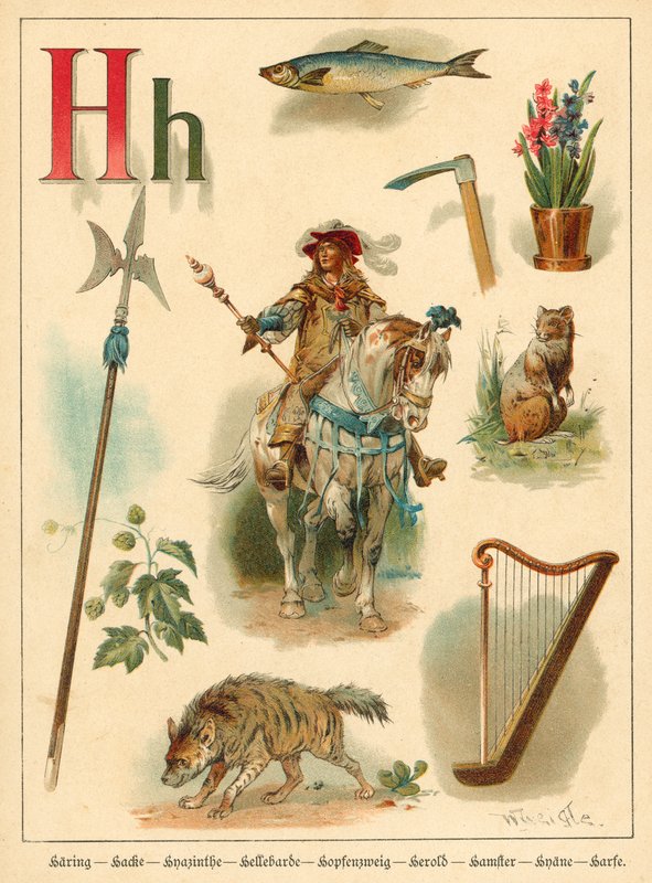 H harfi (kromolitho) by Walter Zweigle