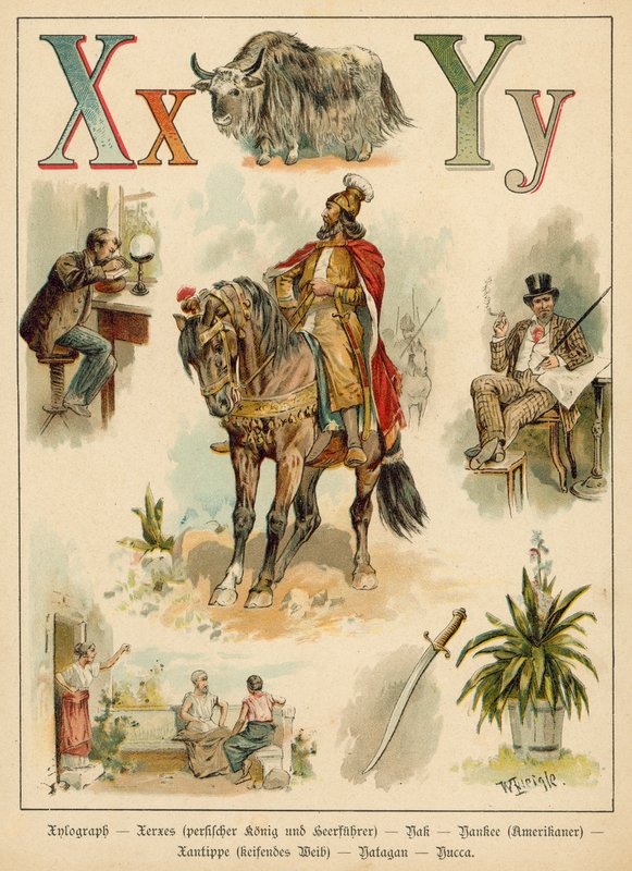 X Harfi ve Y Harfi (kromolitho) by Walter Zweigle