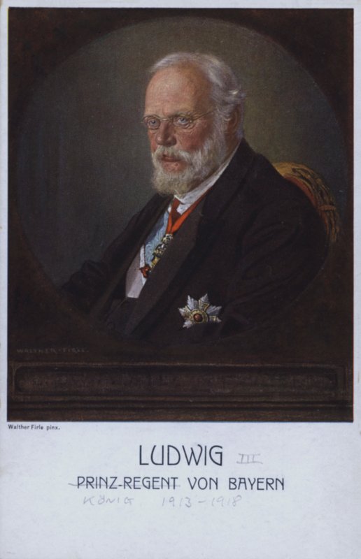 Ludwig III, last King of Bavaria, when Prince Regent (colour litho) by Walther Firle