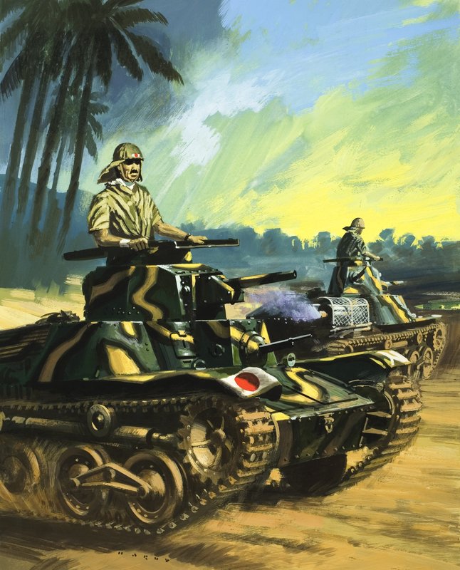 Japon Tankları (kağıt üzerine guaj) by Wilf (20th century) Hardy