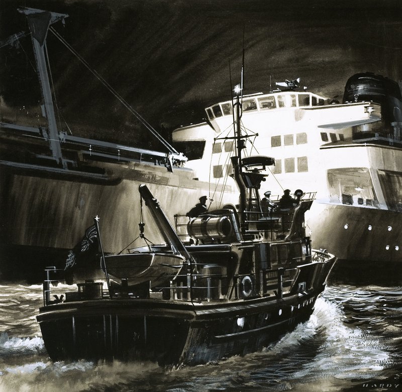 İngiliz Yaşam Tarzı: İngiliz sahil güvenliğinin gelir kesicileri by Wilf (20th century) Hardy