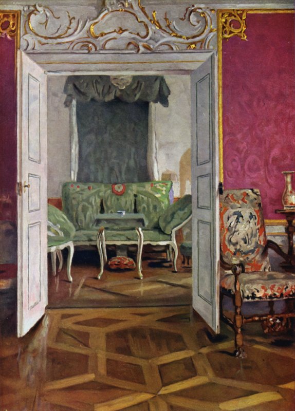 Boudoir in Castle Weikersheim, Wurttemberg, Decoration of the Rococo period  by Wilhelm Beckmann