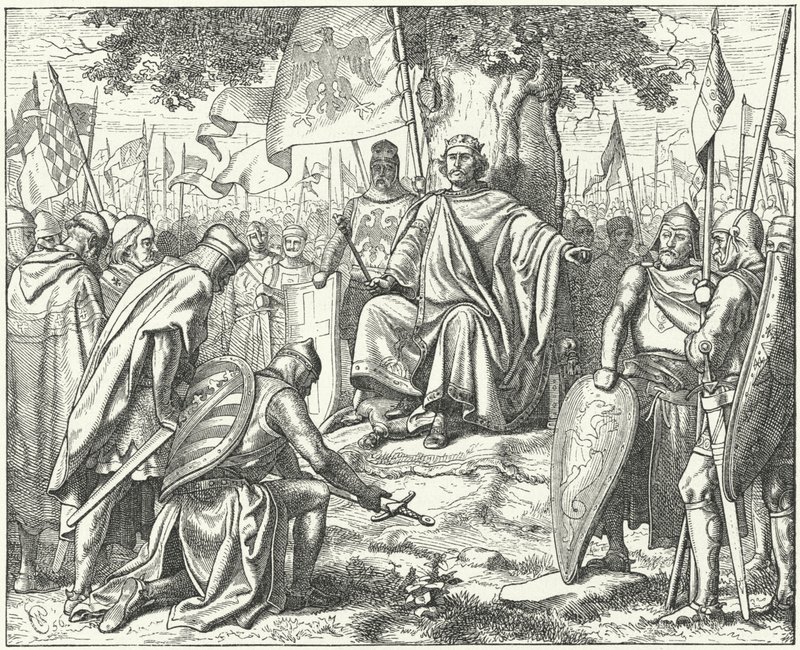 Submission of the Saxon princes to The Holy Roman Emperor Henry IV at Spira after their defeat at the Battle of Langensalza by Wilhelm Camphausen