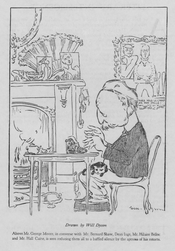 George Moore, İrlandalı yazar, daktilosunda çalışıyor (litho) by Will Dyson