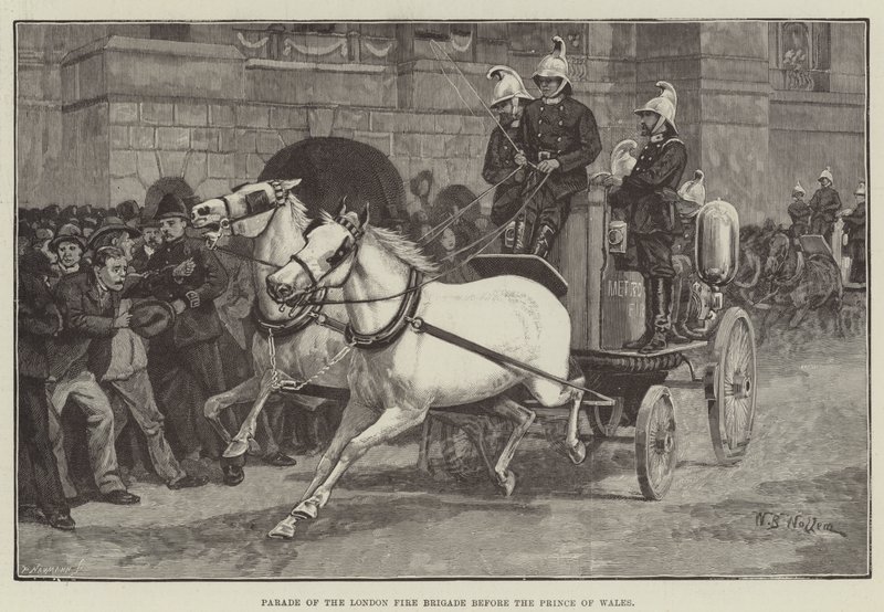 Galler Prensi önünde Londra İtfaiyesi Geçit Töreni by William Barnes Wollen