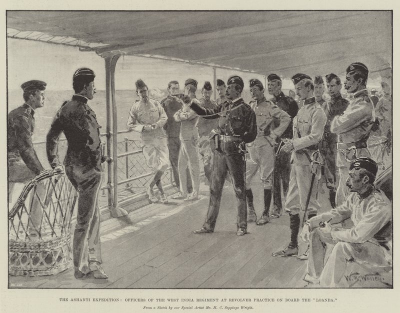 Ashanti Seferi, Loanda Gemisinde Revolver Uygulamasında Batı Hindistan Alayı Subayları by William Barnes Wollen