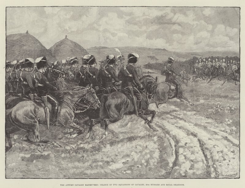 Sonbahar Süvari Manevraları, İki Süvari Bölüğü, 20. Süvariler ve Kraliyet Süvarilerinin Hücumu by William Barnes Wollen