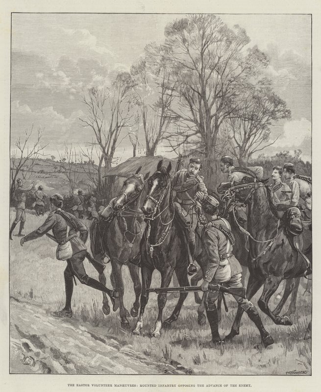 Paskalya Gönüllüleri Manevraları, Düşmanın İlerlemesine Karşı Atlı Piyade by William Barnes Wollen