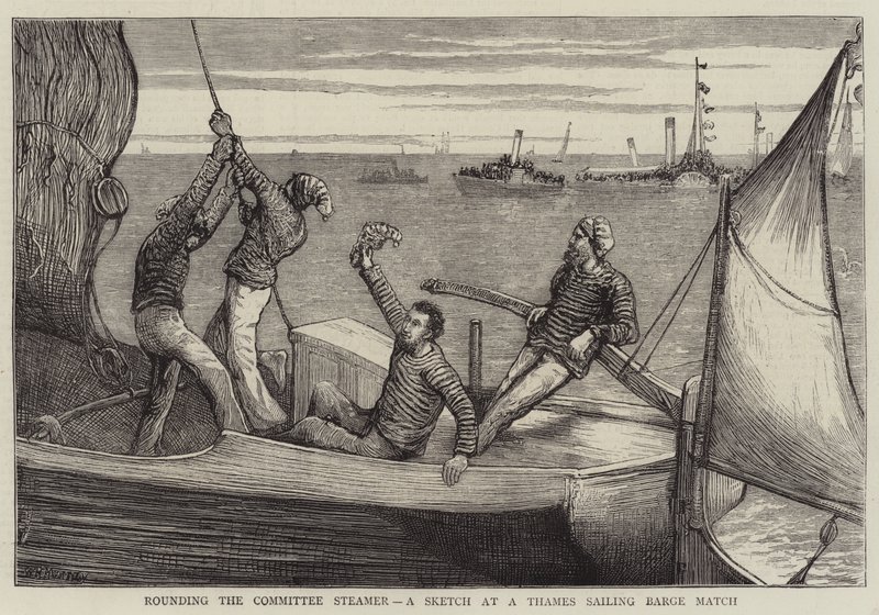 Komite Vapurunu Yuvarlama, Thames Yelkenli Mavna Maçında Bir Eskiz by William Bazett Murray