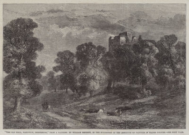 Sulu Boya Ressamlar Enstitüsü Sergisinde Old Hall, Hardwick, Derbyshire, by William James Bennett