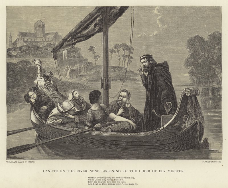 Canute on the River Nene listening to the Choir of Ely Minster  by William Cave Thomas
