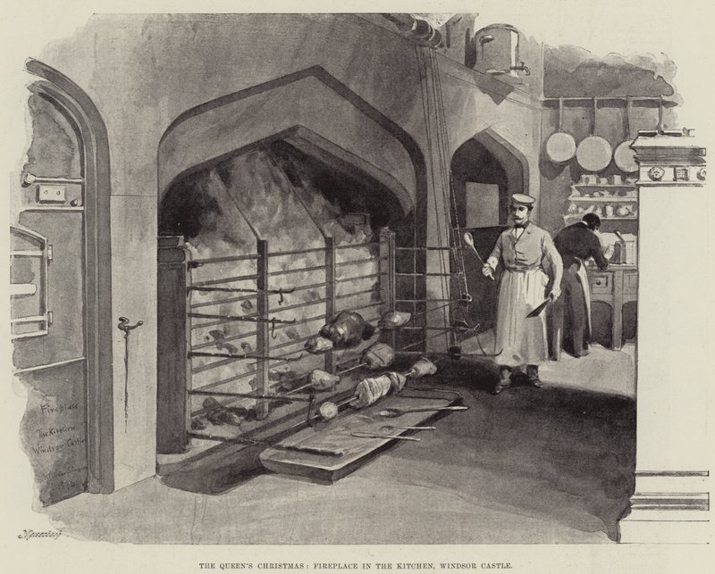 Kraliçe'nin Noeli, Mutfakta Şömine, Windsor Kalesi by William Crimea Simpson