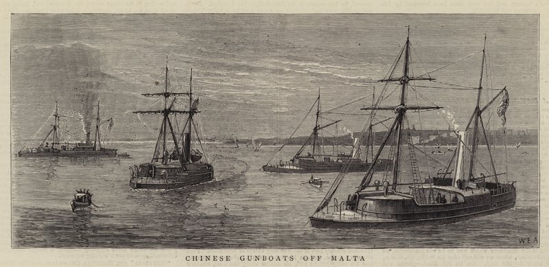 Malta açıklarında Çinli gambotlar by William Edward Atkins
