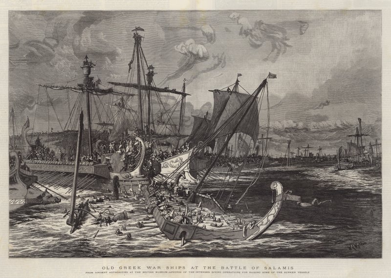 Salamis Savaşı'nda Eski Yunan Savaş Gemileri by William Lionel Wyllie