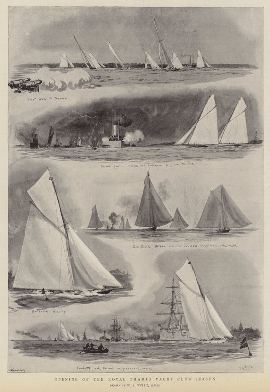 The Royal Thames Yat Kulübü sezonunun açılışı by William Lionel Wyllie