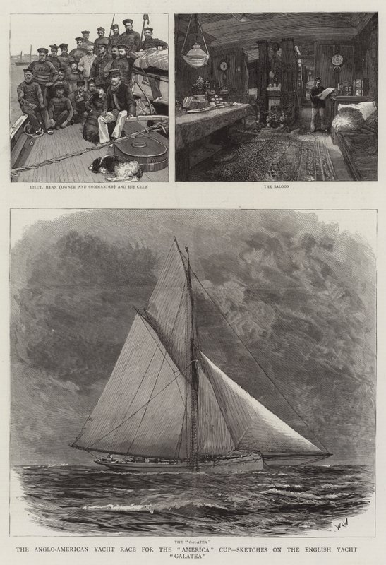Amerika Kupası için Anglo-Amerikan Yat Yarışı, İngiliz Yatı Galatea Eskizleri by William Lionel Wyllie