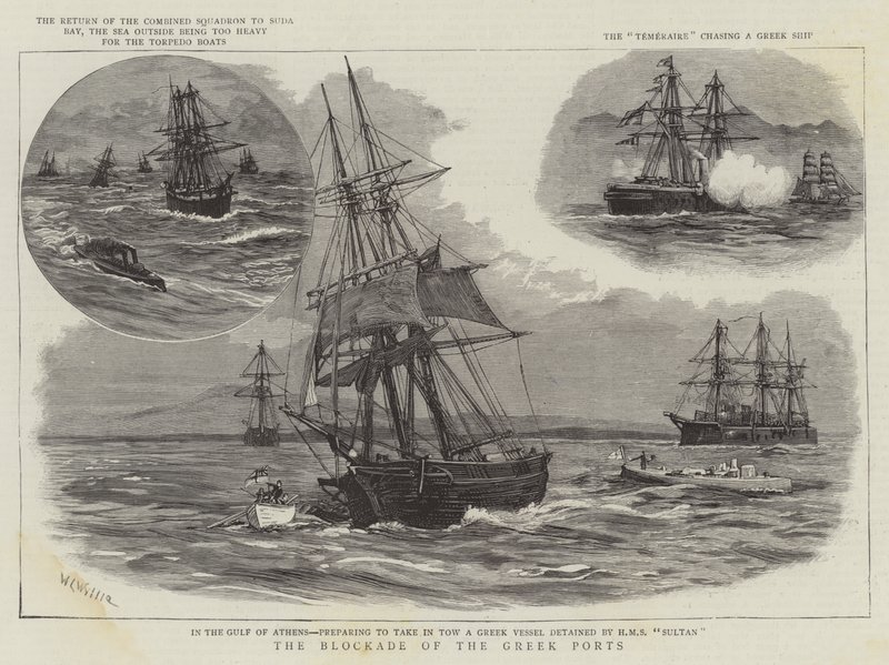 Yunan Limanlarının Ablukası by William Lionel Wyllie