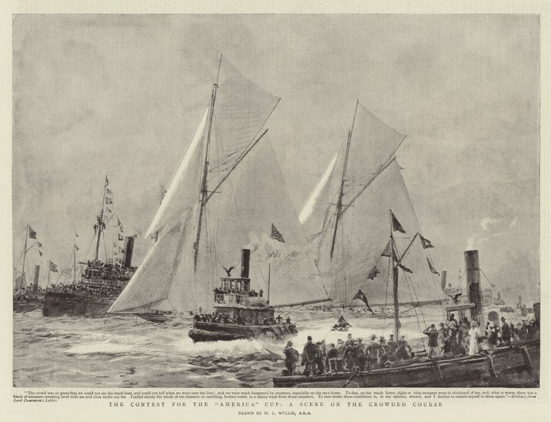 Amerika Kupası Yarışması, Kalabalık Sahada Bir Sahne by William Lionel Wyllie