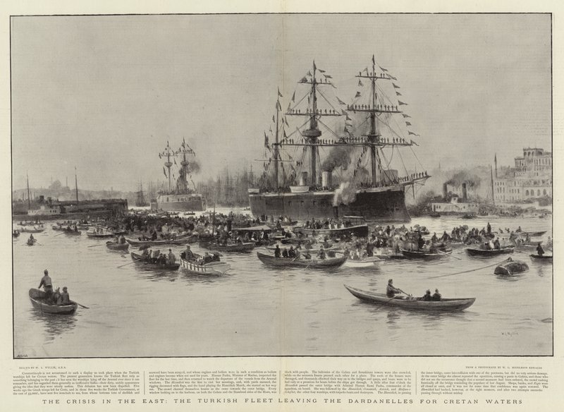 Doğudaki Kriz, Türk Filosunun Çanakkale'den Girit Sularına Ayrılması by William Lionel Wyllie