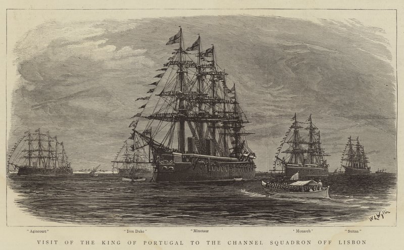 Portekiz Kralı'nın Lizbon açıklarındaki Kanal Filosu'nu ziyareti by William Lionel Wyllie