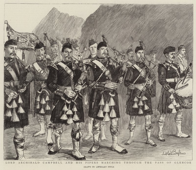 Lord Archibald Campbell ve Kavalcıları Glencoe Geçidi