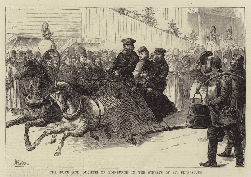 The Duke and Duchess of Edinburgh in the Streets of St Petersburg  by William Ralston