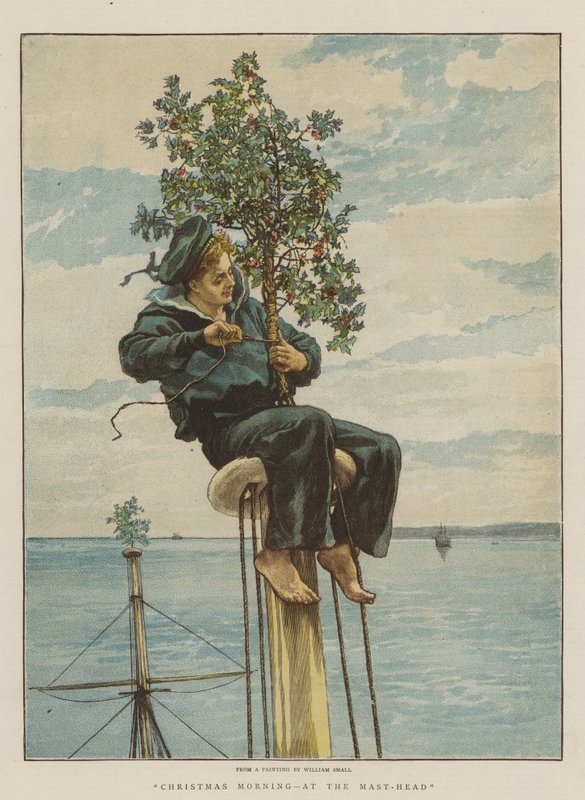 Noel Sabahı, Direk Başında (chromolitho) by William Small