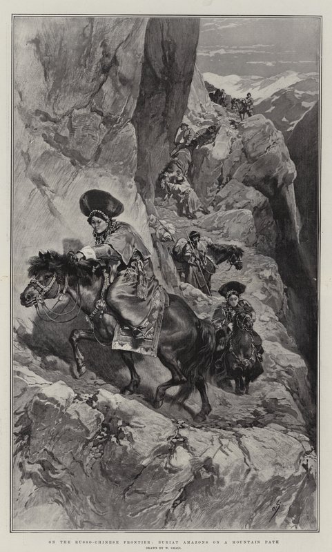 Rus-Çin Sınırında, Bir Dağ Yolunda Buriat Amazonları by William Small