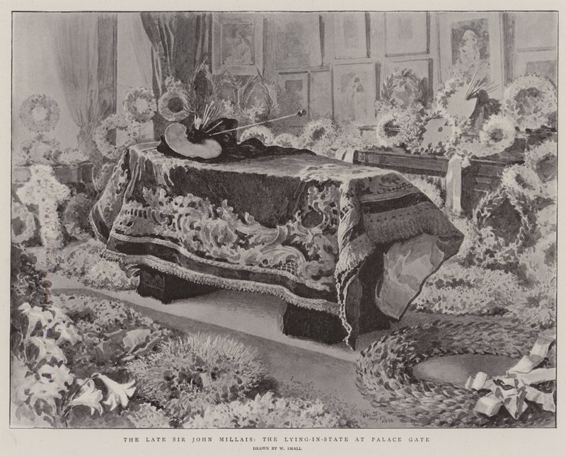 Rahmetli Sir John Millais, Saray Kapısında Devlette Yatan by William Small
