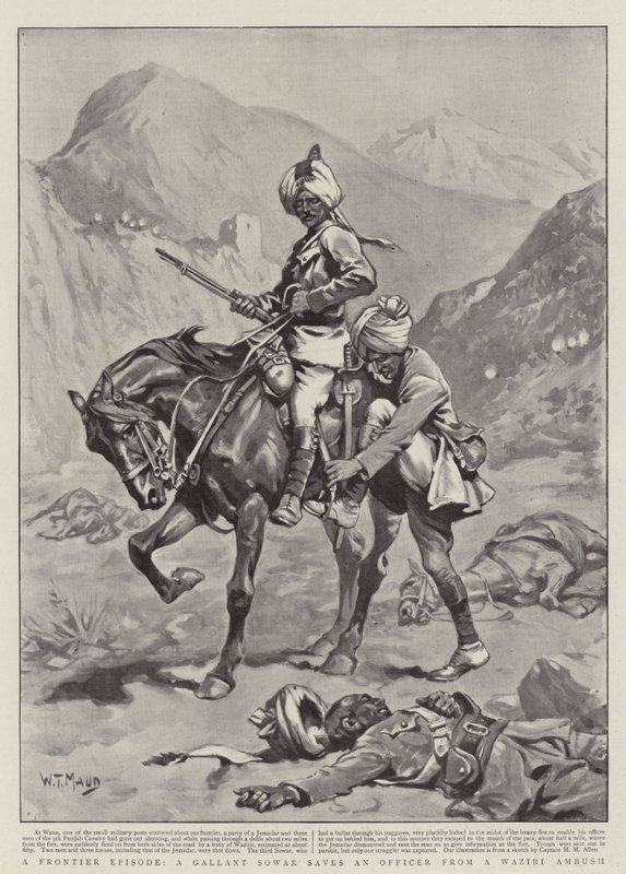 Bir Frontier Bölümü, bir Gallant Sowar, bir Subayı Waziri Pusu