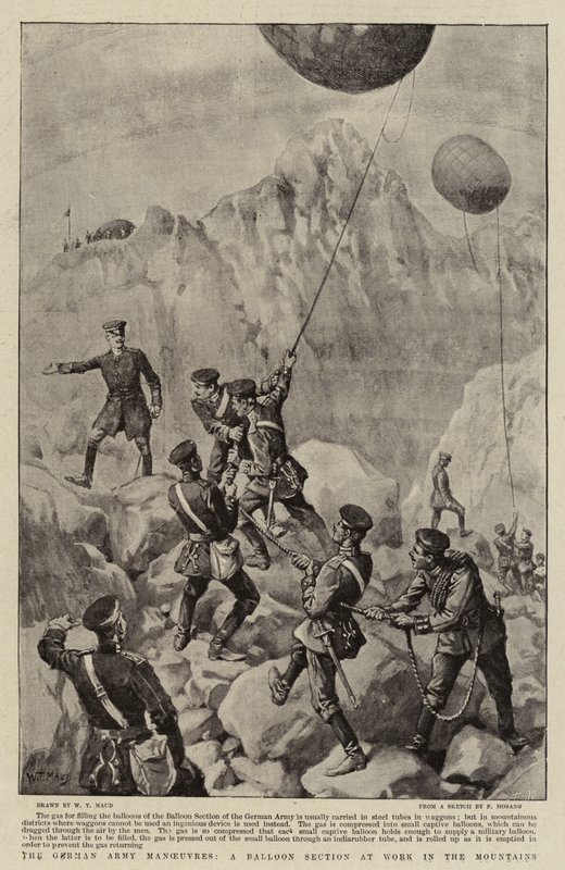 Alman Ordusu Manevraları, Bir Balon Bölümü Dağlarda İş Başında by William T. Maud
