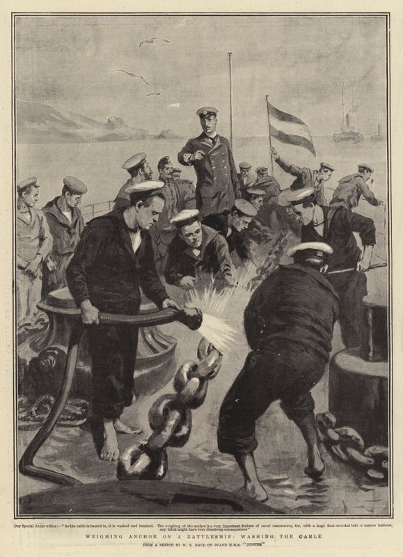 Bir Savaş Gemisinde Çapa Tartmak, Kabloyu Yıkamak by William T. Maud