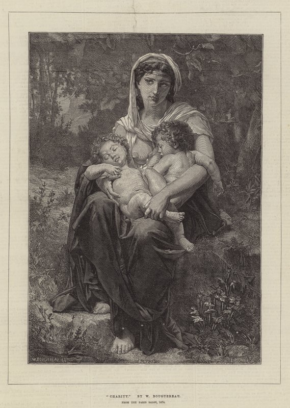 Charity, from the Paris Salon, 1874  by William Adolphe Bouguereau