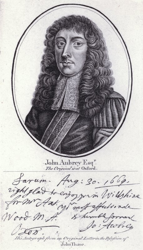 John Aubrey, İngiliz antikacı, doğa filozofu ve yazar (gravür) by William (after) Faithorne