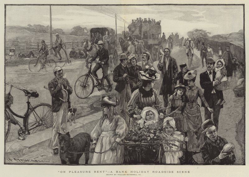 "Pleasure Bent", Bir Banka Tatili Yol Kenarı Sahnesi (gravür) by William (after) Hatherell