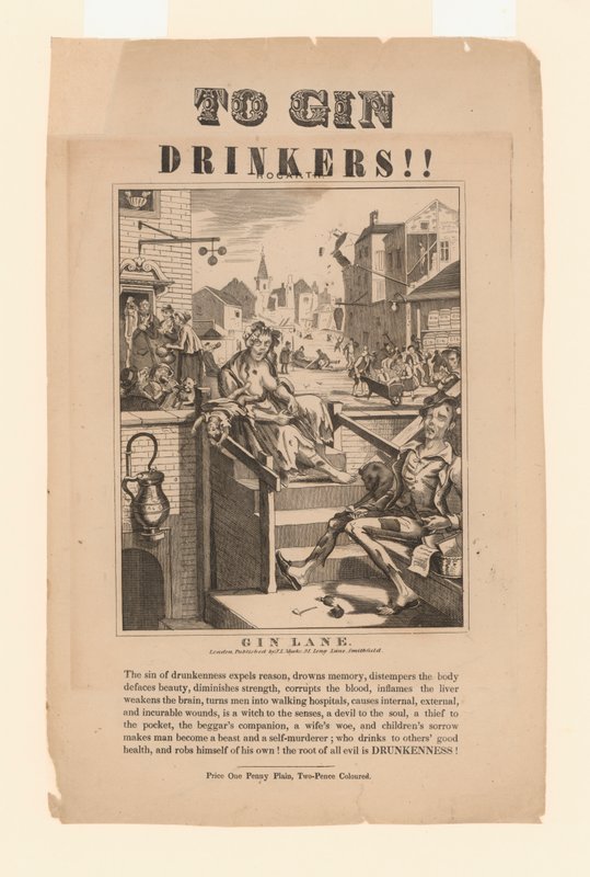 Cin içenlere uyarı (lito) by William (after) Hogarth